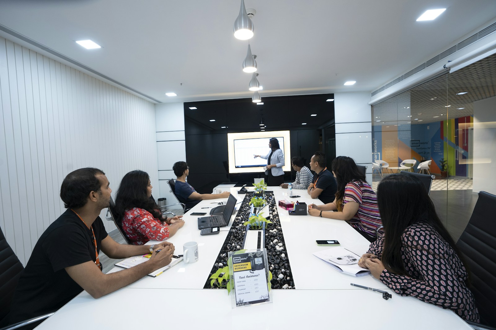 Professional team collaborating around a table