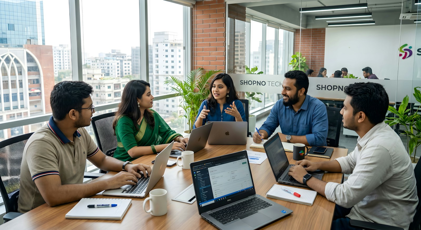 Indian professionals collaborating in a modern office