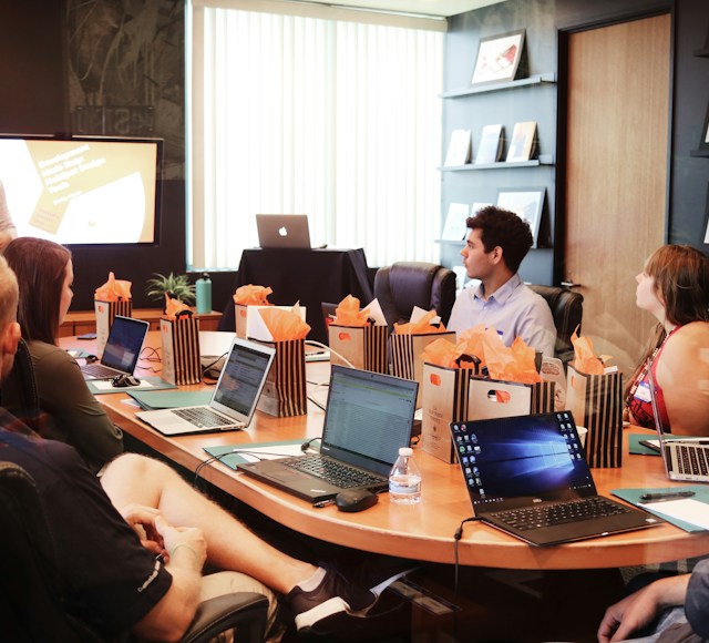 Offshore professionals collaborating in a modern office